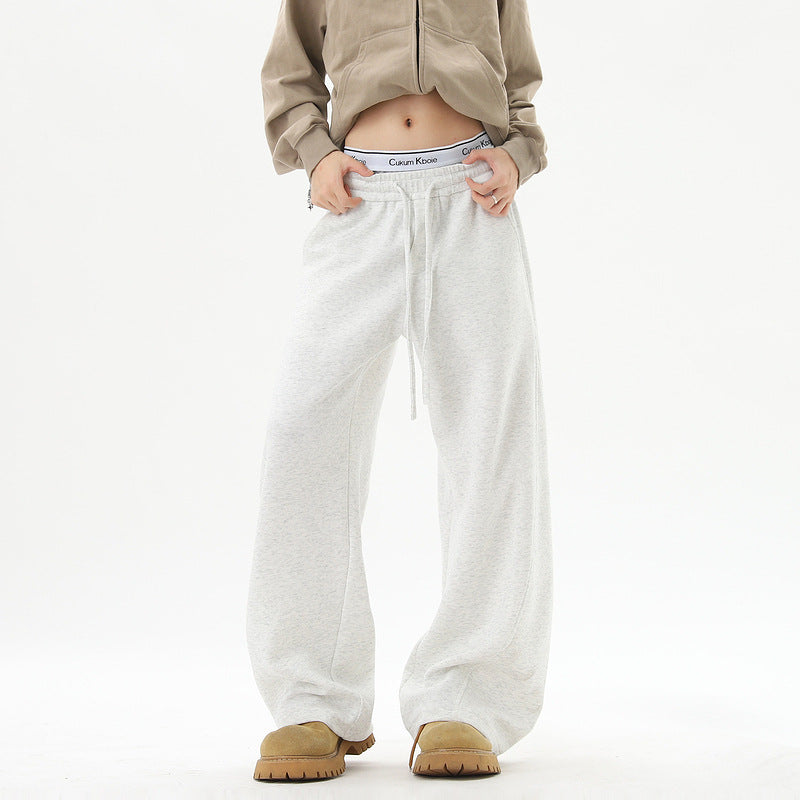 Mens Retro Drawstring Elastic Casual Pants
